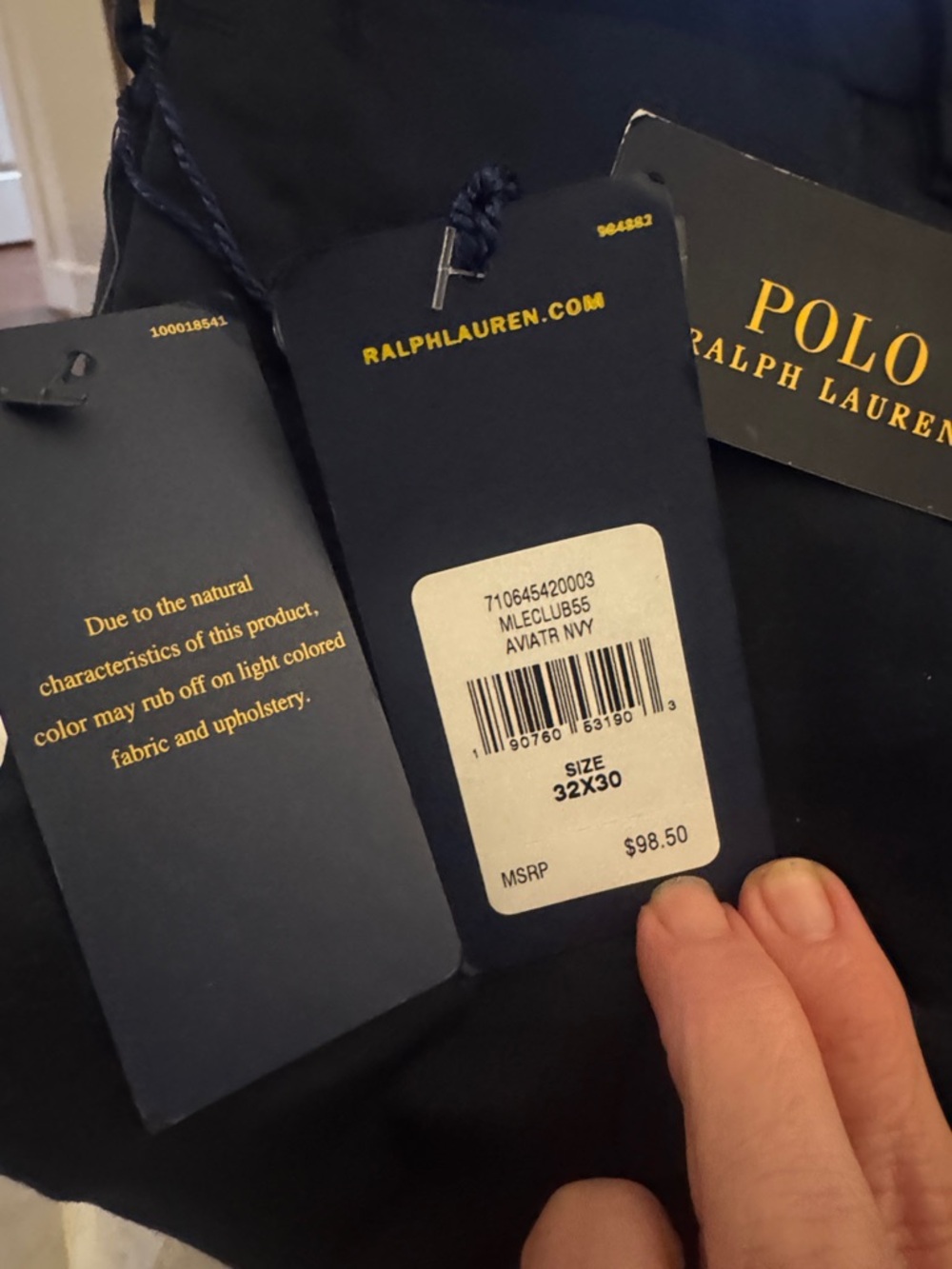 NWT Polo Ralph Lauren Stretch Slim Fit Navy Chino 32X30 - Picture 5 of 7